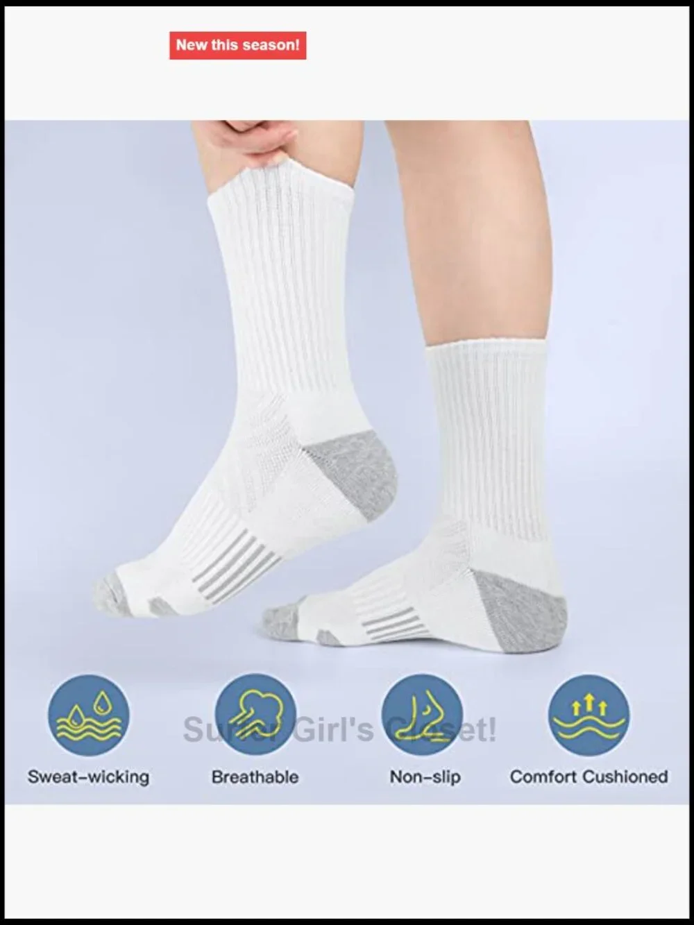 Athletic Crew Socks Cushion Running Socks Performance Breathable Sports Socks